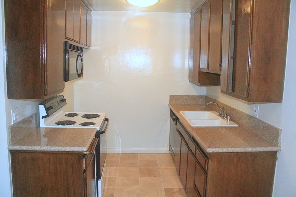 Kitchen with granite counters and Travertine Marble Floors